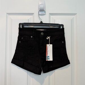 Girls Vintage Havana Black Jean Shorts
